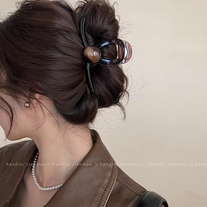 Pinces à cheveux élégantes en perles marron pour femmes et filles, serre-tête tendance, accessoires pour cheveux