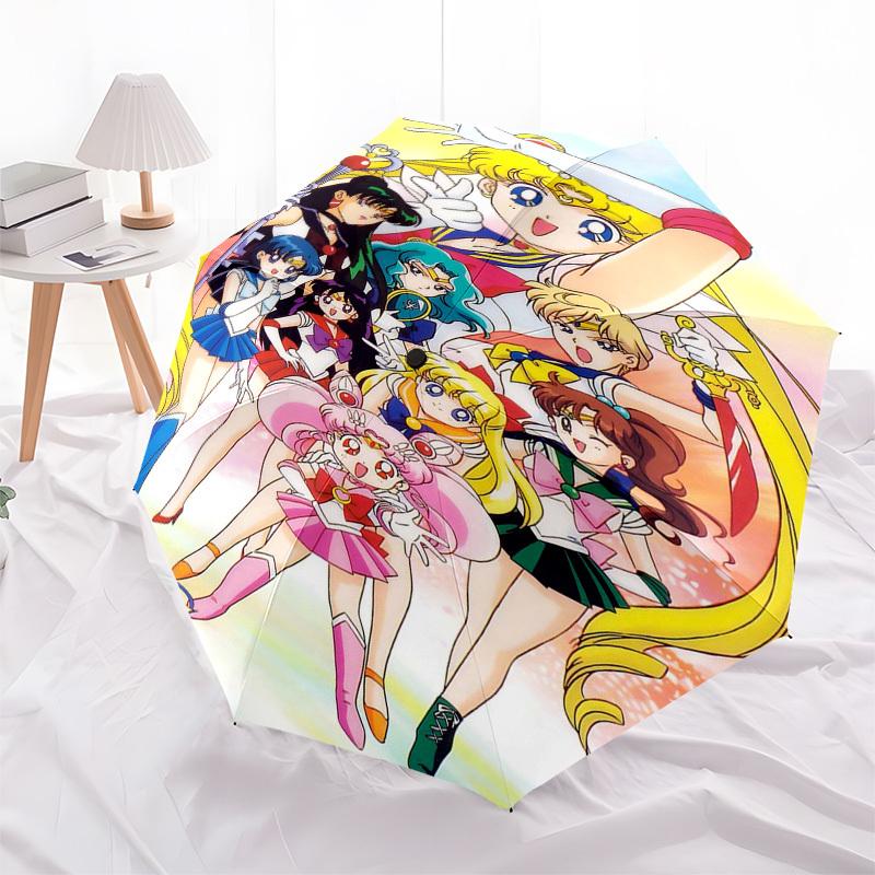 1pc Sailor Moon Umbrella Automatic Opening & Closing, Portable 3-Fold Design, 8-Bone Iron Frame, Outdoor Umbrella, Ideal Gift for Fans, Travelers, Dai