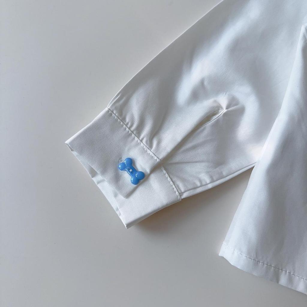 Girls' Cartoon Puppy Two-Piece Set: Shirt & Pleated Skirt with Tie - Mori Girl Style