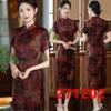 1011 New Summer Improved Short Sleeve Female Middle-aged Mom New Chinese Medium and Long Slim High-end Acetate Satin Cheongsam