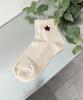 WEGO Star Embroidered Ankle Pile Sizes White Ivory Women's Socks, 23-25cm,