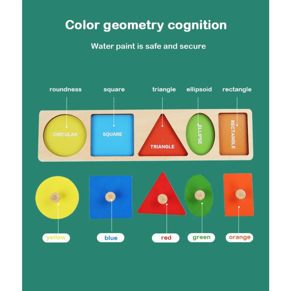 Montessori Puzzle dla Niemowląt Drewniane Dopasowywanie Kształtów i Kolorów Tablica do Zarysowywania Rękami Geometryczne Zabawki Poznawcze do Wczesnej Edukacji