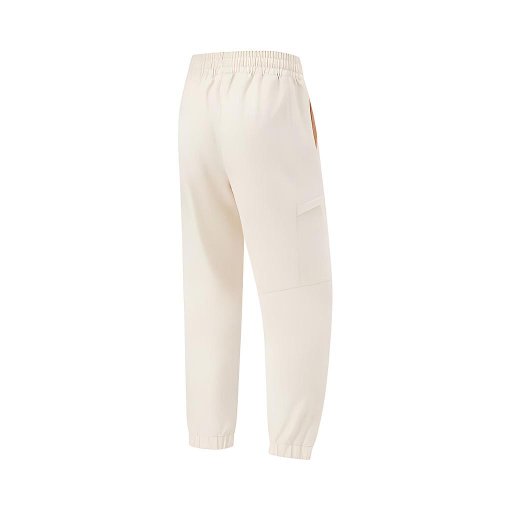 Li Ning Fitness Series Solid Color Mid Waist Comfortable Breathable Versatile Loose Cuff Sports Long Pants Women Bottoms Gravel-Gray AYKU154-2