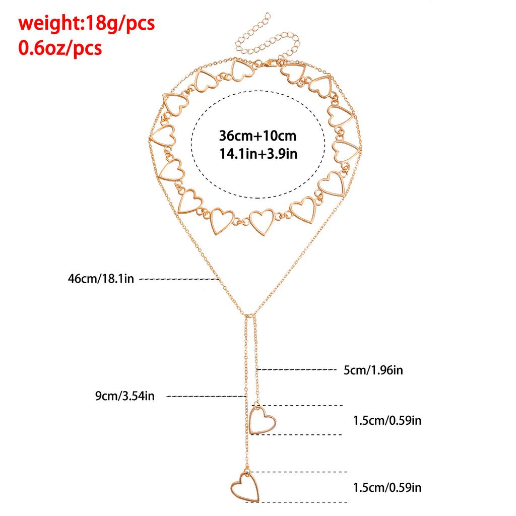 Fashion Hollow Love Long Tassel Peach Heart Necklace Cold Wind Sweater Chain Necklace