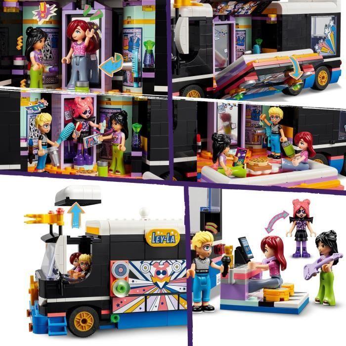 Lego® 42619 friends le tourbus de la star de la pop, jouet musical avec 4 mini-poupées, cadeau pour enfants dès 8 ans