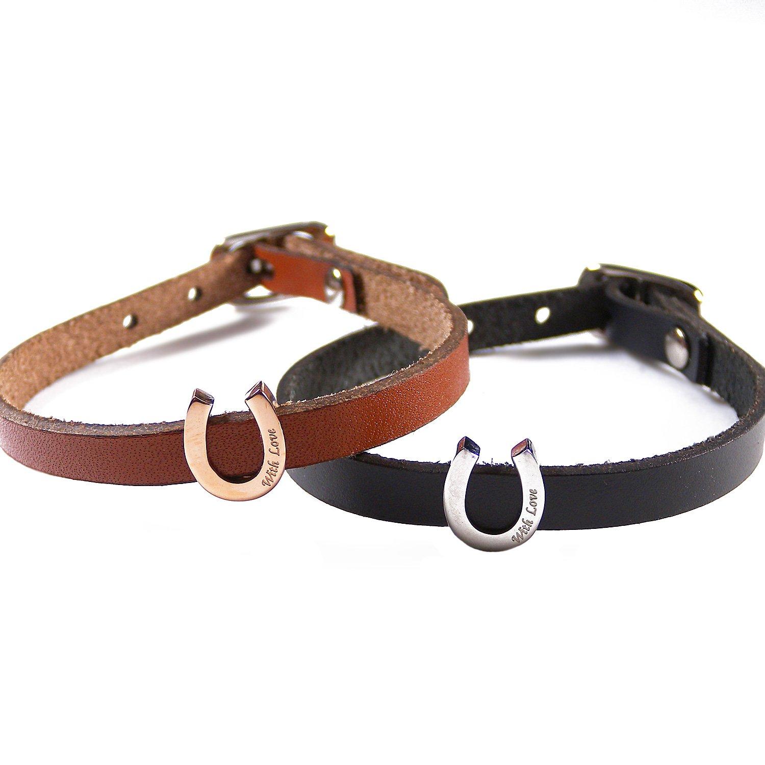 

Amore Pair Bracelet Leather Bracelet Leather Genuine Leather Stainless Steel Accessory Horseshoe Horseshoe Brown Black [La Eterno]