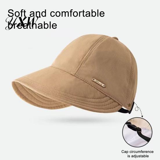 UV-Schutz Sonnenhut Hüte für Damen Breiter Rand Visier Packbar Sommer Strand Verstellbare Pferdeschwanzkappe Angeln Wandern Faltbar