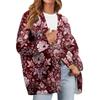 Women's Fashion Long Sleeve Print V-Neck Button Loose Cardigan Top