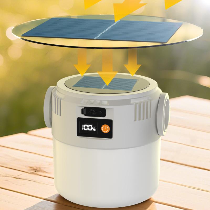 New Solar Powered Rechargeable Lithium Battery Tent Multi Functional Handheld Long Range Outdoor Retro Camping Light Atmosphere