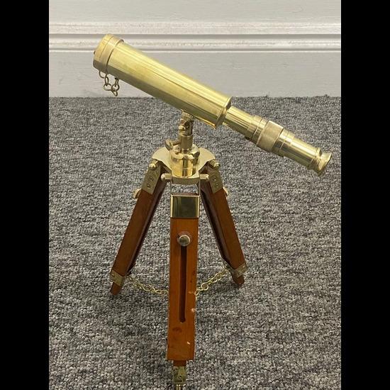 Teleskop mit Holzstativ Maritime Nautische Vintage Schreibtischdekoration