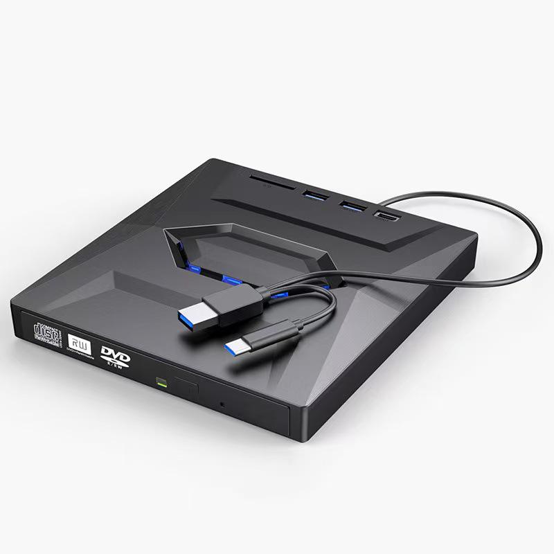 

7-in-1 USB3.0/Type-C External Optical Drive & DVD Burner with U Disk and Card Reader Expansion