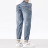 Summer Thin Stretch Elastic Men's Jeans with Drawstring Loose Casual Pants Versatile
