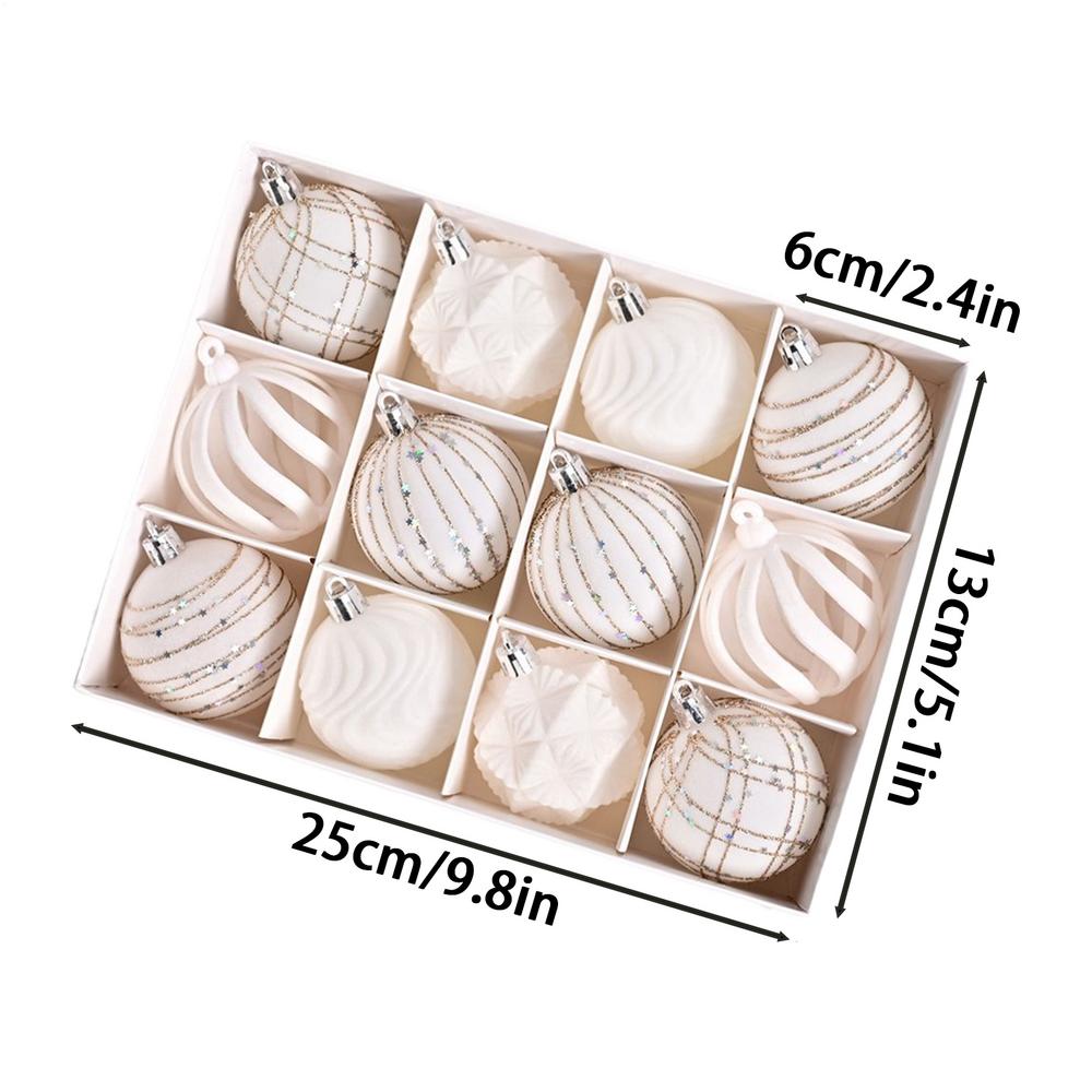 

Christmas Ball Hanging Ornaments 12 Pieces 2.4 Inch Flocked Ball Decorative Pendant for Holiday Party Home Garden 6cm белый