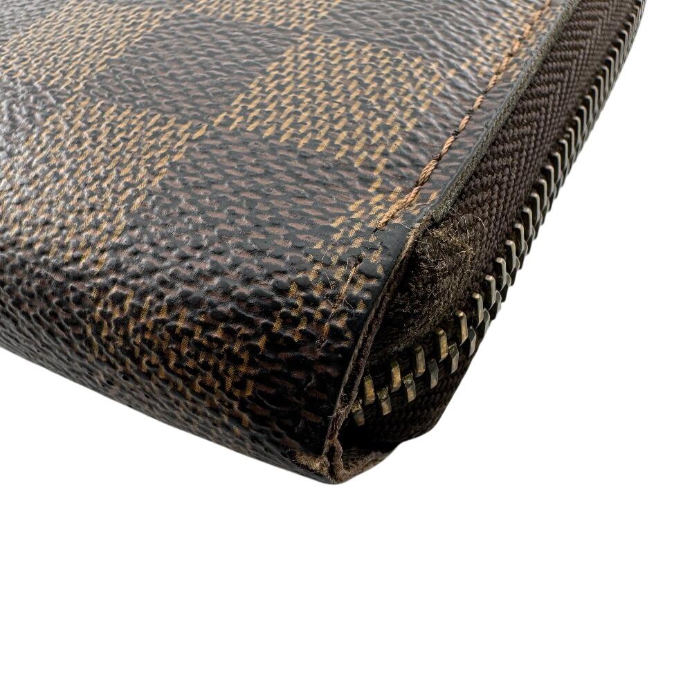 LOUIS VUITTON N60015 Damier leather Zippy wallet Purse Brown leather Used