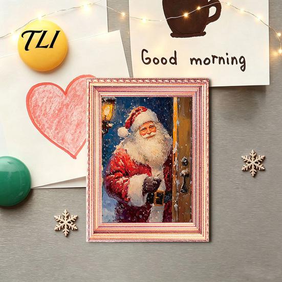 Magnetic Photo Frame 3Pcs Christmas Light-up Refrigerator Magnet, Vintage Wooden Halloween Magnet Decorations Fridge Glowing Picture Holder