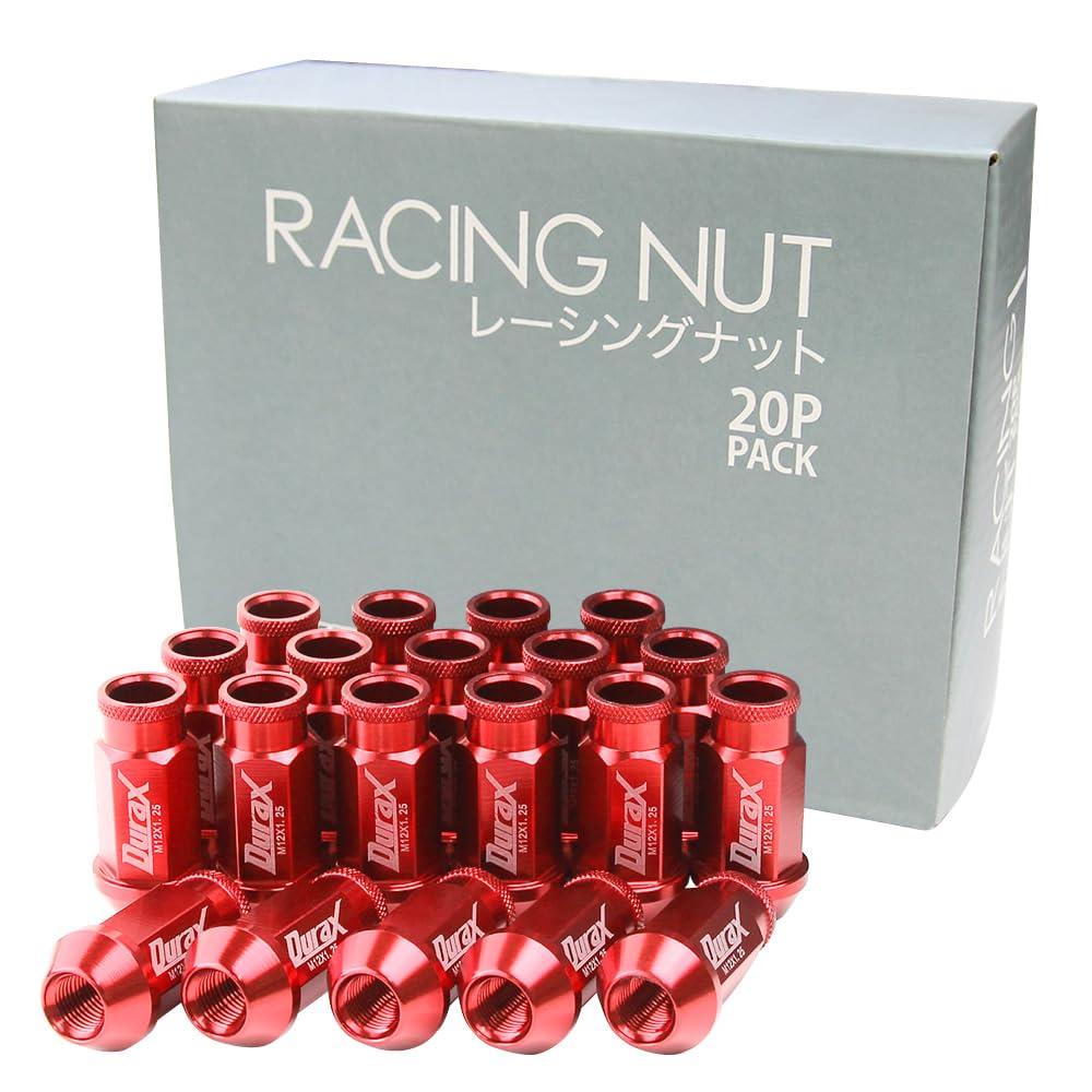 

Durax Легкий алюминиевый колесный гайка Гоночная гайка M12 P1.25 Сквозная гайка Длинный тип Набор из 20 штук (Красный/Красный) M12 P1.25 красный
