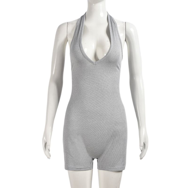 

Сексуальный комбинезон с вырезом на шее, халтер, без спины, на шнуровке, сексуальный, 31898, женский Gray L