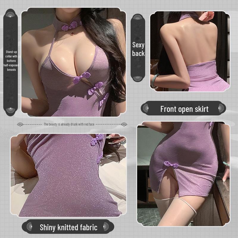 Mrs. Feimu Shexiang Deep V Open Chest Cheongsam 6142 - Sexy Lingerie with Tempting Sheer Design.