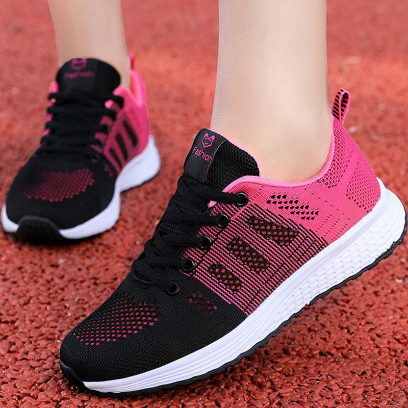 Summer Brand Sports Shoes Women's Shoes Running Shoes Mesh Breathable Lightweight Travel Shoes Student Women Soft-soled Casual Shoes Women