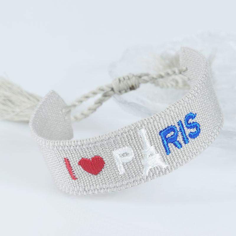 Sports Meeting Paris Couple Webbing Bracelet Embroidery Multicolour Pattern