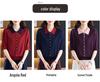 Spring-Autumn Mid-Sleeve Knit Top for Women - Loose Fit, Slimming, Solid Color Lyocell Sweater