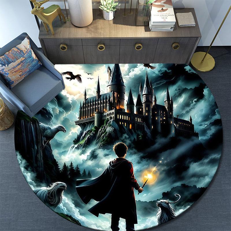 Harry Potter2,Round Area Rug,Carpet Rug for Living Room Bedroom Sofa Playroom Decor,Non-slip Floor Mat