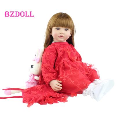 BZDOLL 24 Zoll Weiche Silikon Reborn Kleinkind Baby Puppe Spielzeug Für Mädchen 60 cm Dress Up Lange Haare Prinzessin Dress Up Wie Lebendig Kind Geburtstag Geschenk