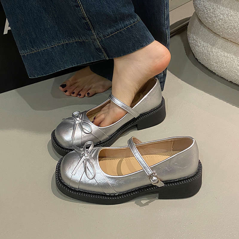 Fairy style French retro bow Mary Jane shoes women's spring new small fragrant style gentle temperament high heels
