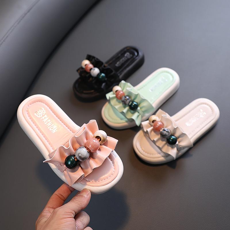 Fashion Girls' Shoes Summer New Kids Shoe Soft Soled Girls' Sandals Anti Slip Children Beach Shoes Simple Women's Slippers