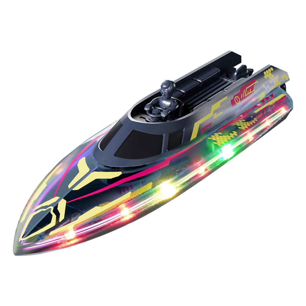 Remote Control Boat for Pools and Lakes, 2.4G Speed Boat Toy with LED Lights, Low Battery Alert for Adults and Kids