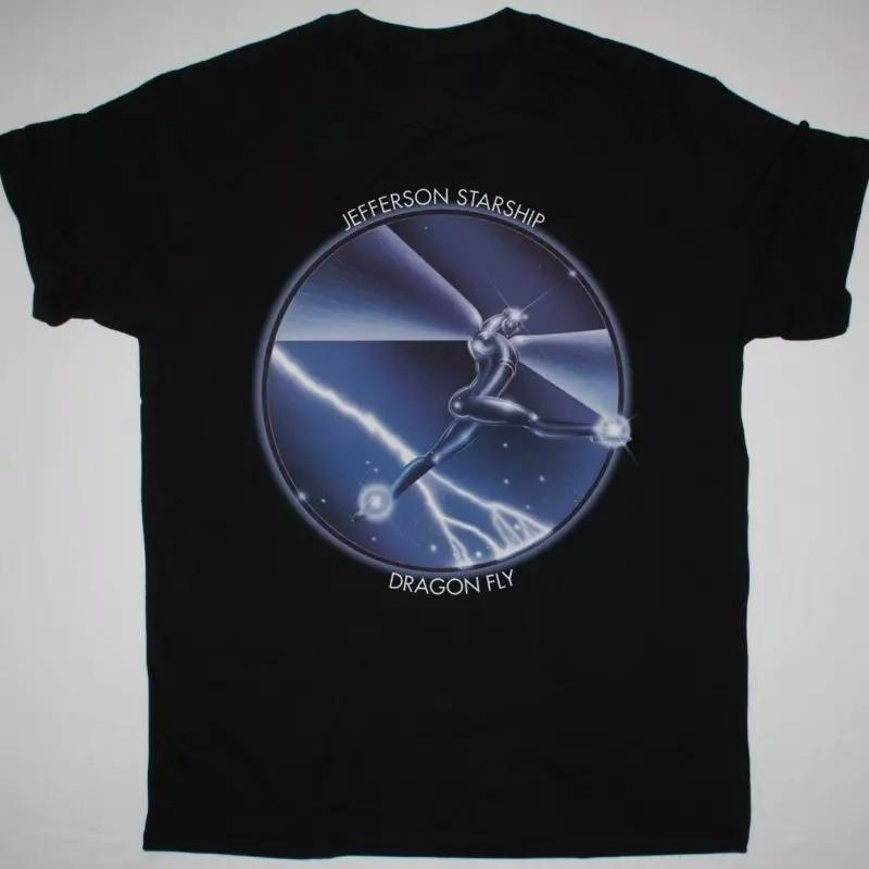 Retro JEFFERSON STARSHIP DRAGON FLY Shirt Classic Black Unisex S-5XL S