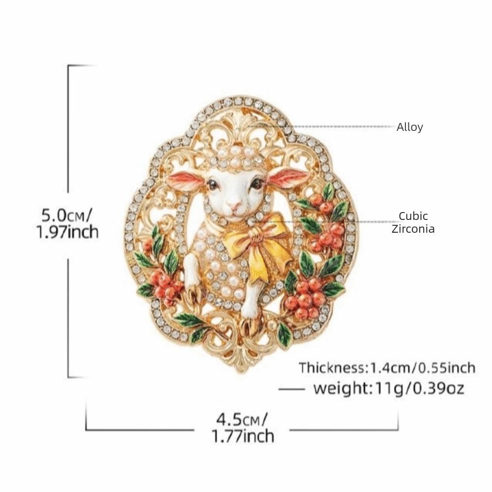 Pearl New Year Lapel Pin Enamel Badge Cute Sheep Brooch Dating