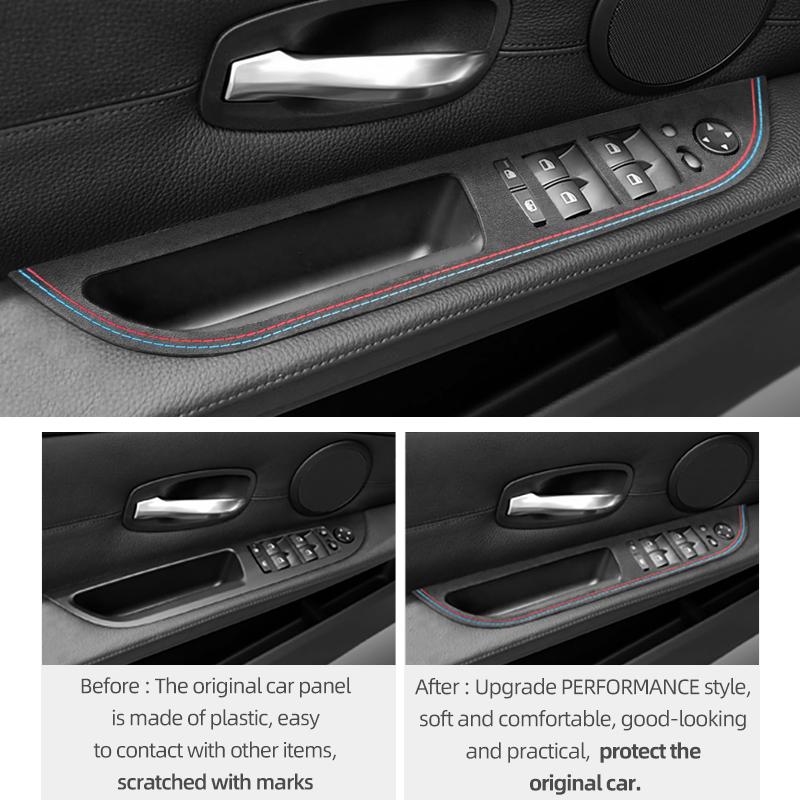 For BMW E60 Series 5 2008-2010 Made of Alcantara Car Interior Window Switch Lifter Panel Trim Performance Sticker Accessories