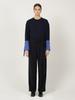 Leuiel Tuck Detail Wide Pants_Navy