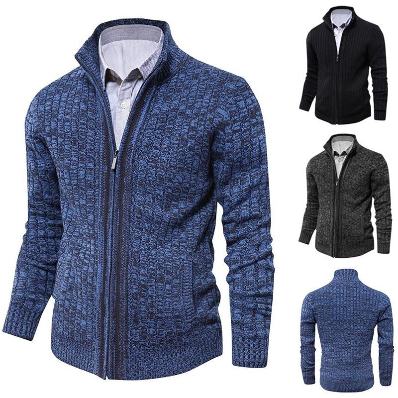 Men's Sweater 2025 Fall/Winter Men's Knitted Top Jacket Slim-fit High-neck Long-sleeved Cardigan