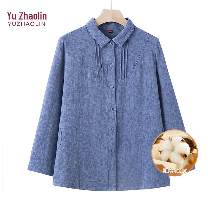YUZHAOLIN Women's 100% Cotton Floral Long-Sleeve Shirt