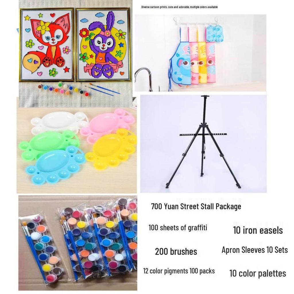 DIY 3D Embossed Graffiti Painting Set for Kids with Folding Easel