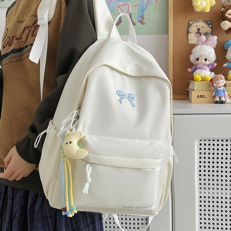Schoolbag Wholesale High Value Bow Lightweight Small Backpack Japanese Ins Simple High School Student Schoolbag Versatile Backpack