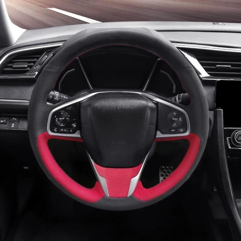 RED Suede Central Control Panel Protection Fit For Honda Civic 2016 2017 2018 20109   Armrest Box Lid Sheath Shell Cover
