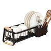 Dish Rack and Drain Board Kitchen Plate Cup Dish Drying Rack Tray Cutlery Dish Drainer with Wood Handle