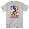 Justice League Hero Triptych Mens T Shirt Silver