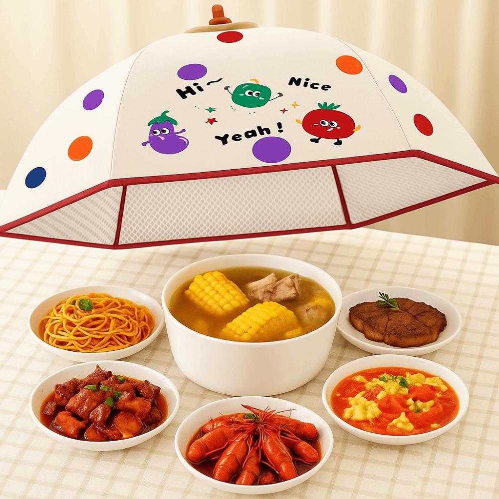 Aluminum Foil Vegetable Cover Umbrella Style Dust Cover Cartoon Insulation Cover for Dining Table
