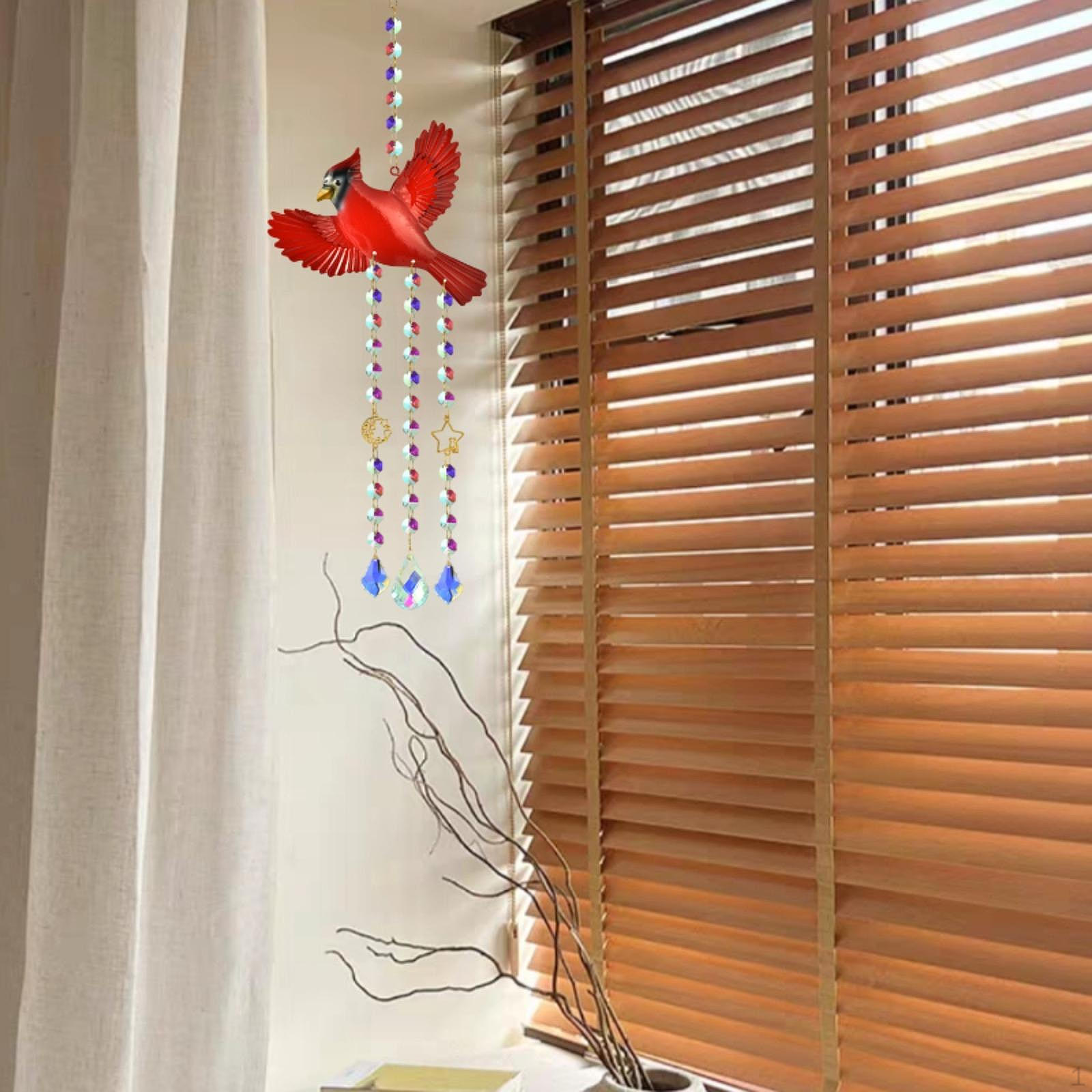 

Колокольчик ветра в виде птицы-кардинала 60 см, подвесной декор со стеклянными подвесками для сада Style A