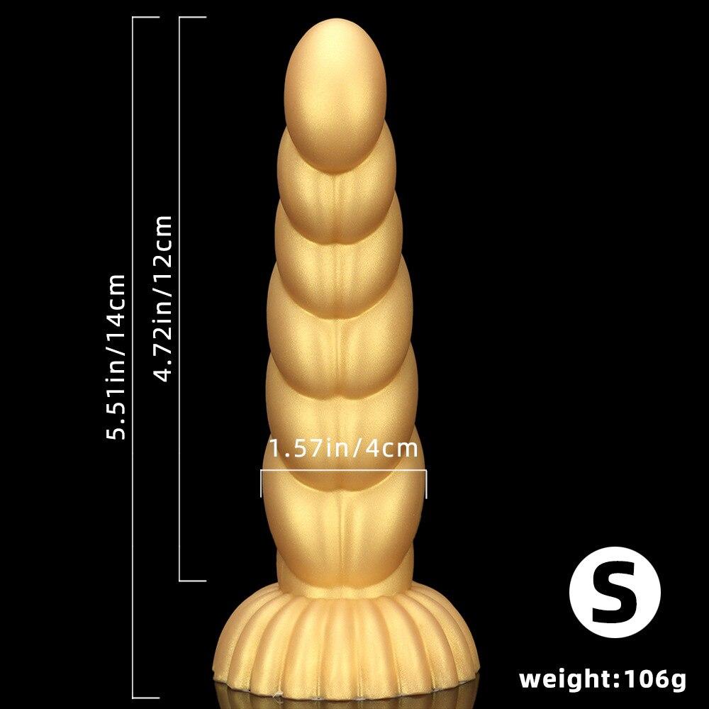 Gold Silicone Soft Thick Anal Plug Fisting Anal Dilator Masturbator Adult Sex Toys Strap on Penis Realistic Dick BDSM