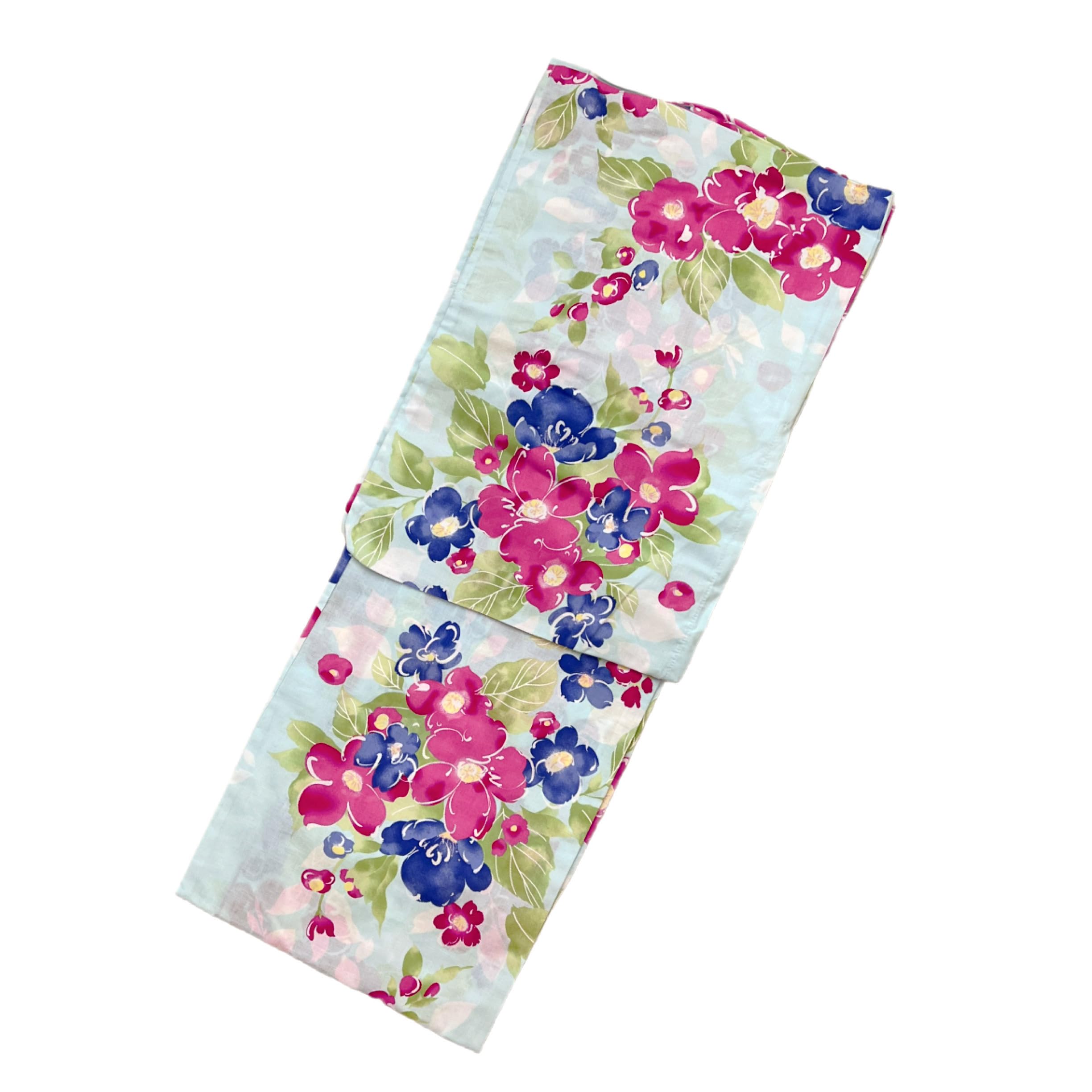 

Women s Yukata (Single Item), Plain Weave, Classic Style, Cute, Suitable for Adults 155cm - 170cm, Ladies Special Price Sale, Light Blue with Floral