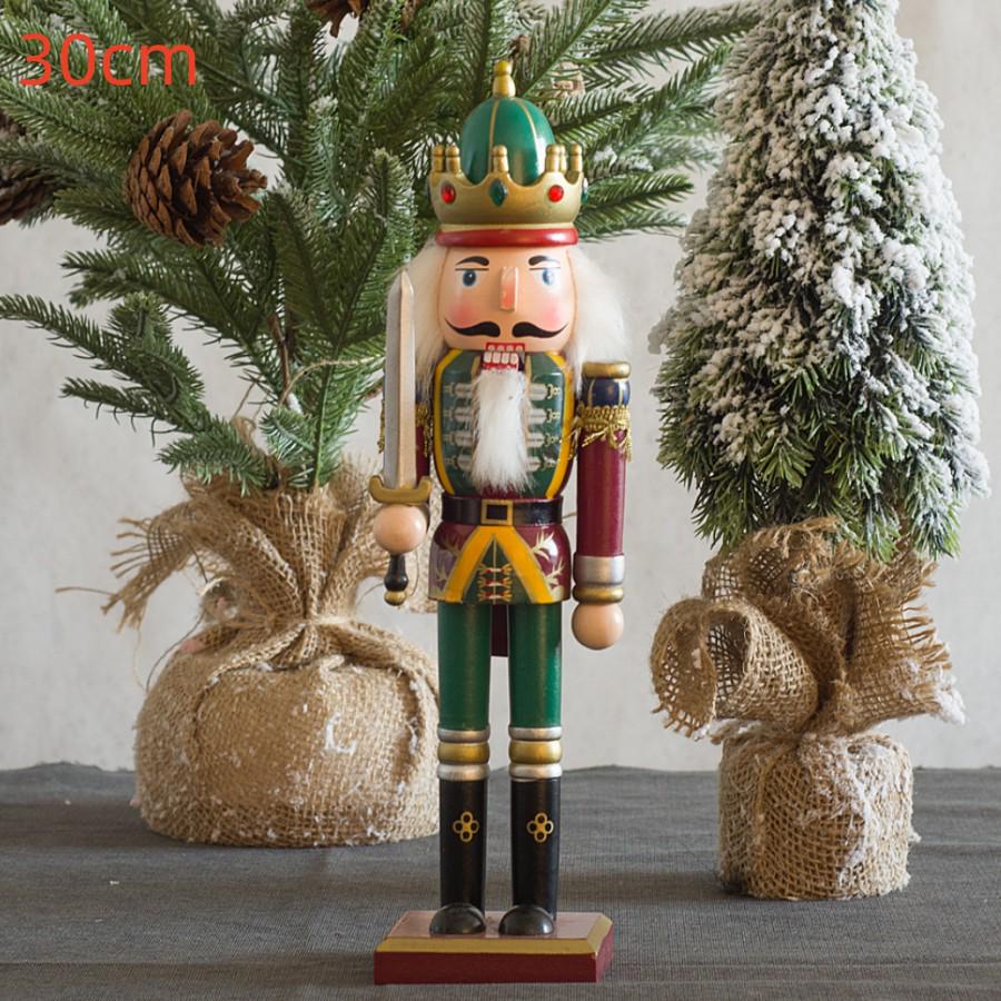 30CM Wooden Nutcracker Ornament for Christmas - Creative Home Decor