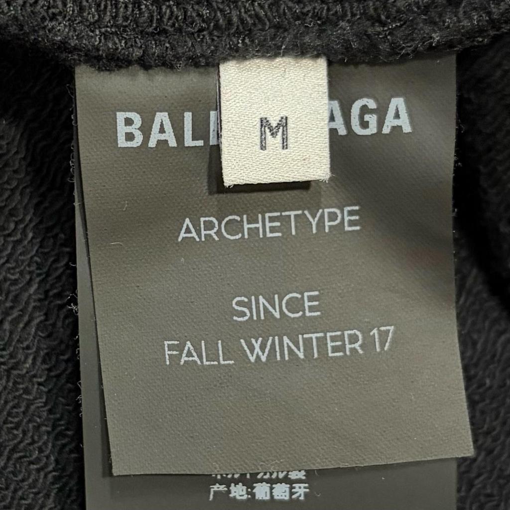 BALENCIAGA Back Logo Print Hoodie Black Men's Size M Model 508184