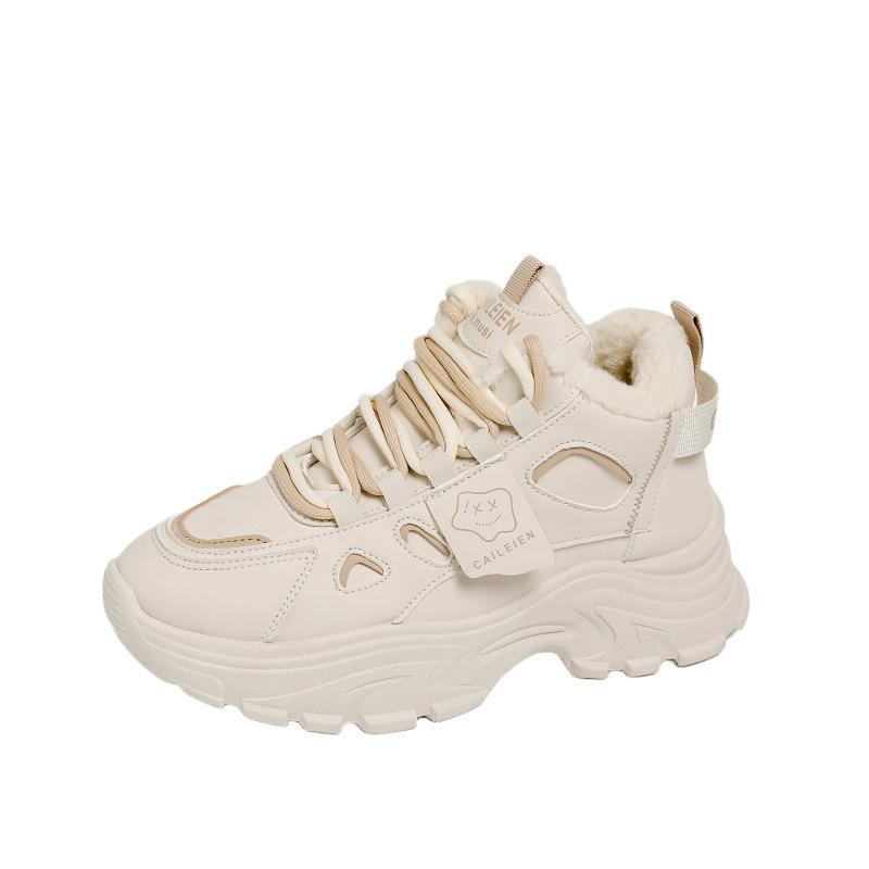 Winter Velvet Dad Shoes New Thickened Warm Cotton Shoes Thick Sole Heightening High Top Sports Shoes