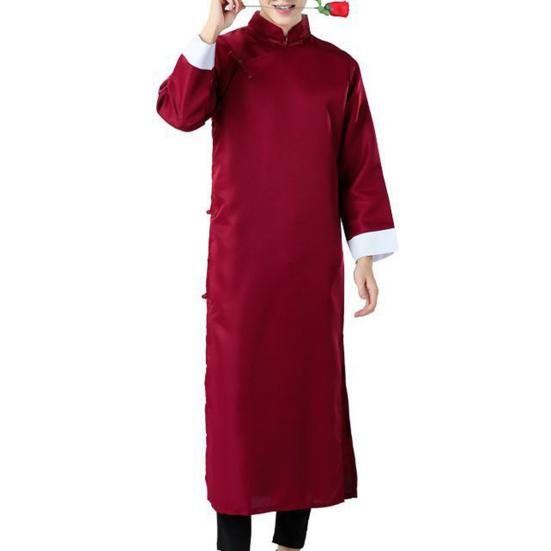 Groommen Tang Suit Vintage Long Sleeve Embroidery Stand Collar Knot Button Closure Stage Performance Autumn Winter Men Chinese Traditional Wedding