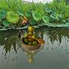Unique Floating Turtles Frogs Sculpture With Rowing Theme Decorative Ornament For Outdoor Fountains Or Indoor Vignettes